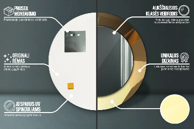 Ronde spiegel met bedrukte lijst Gouden abstractie