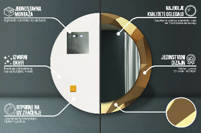 Ronde spiegel met bedrukte lijst Gouden abstractie
