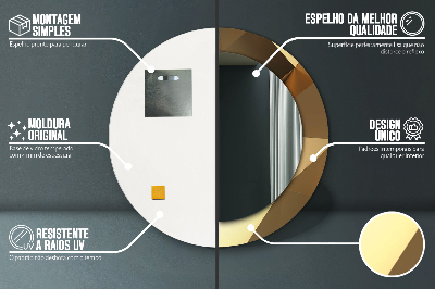 Ronde spiegel met bedrukte lijst Gouden abstractie