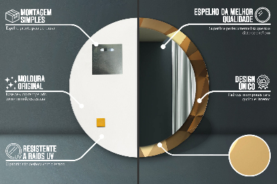 Ronde spiegel met bedrukte lijst Gouden abstractie