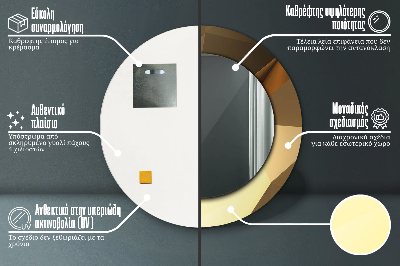 Ronde spiegel met bedrukte lijst Gouden abstractie