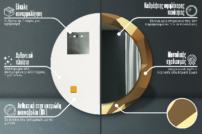 Ronde spiegel met bedrukte lijst Gouden abstractie