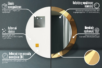 Ronde spiegel met bedrukte lijst Gouden abstractie