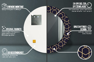 Ronde spiegel met bedrukte lijst Abstract geometrisch