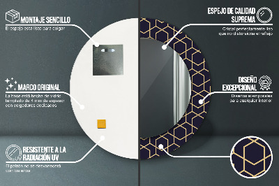 Ronde spiegel met bedrukte lijst Abstract geometrisch