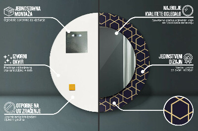 Ronde spiegel met bedrukte lijst Abstract geometrisch