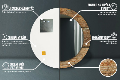 Ronde spiegel met bedrukte lijst Oud hout