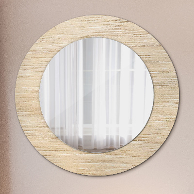 Ronde spiegel met bedrukte lijst Licht hout