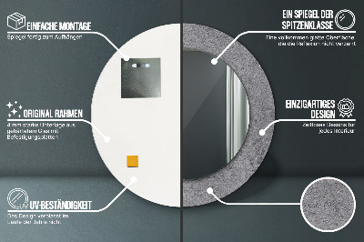 Ronde spiegel met bedrukte lijst Concrete textuur