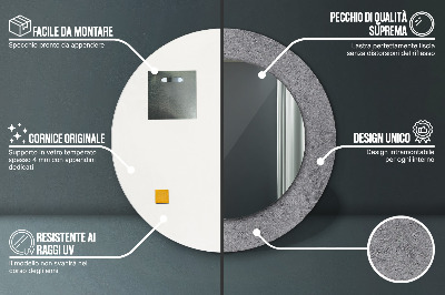 Ronde spiegel met bedrukte lijst Concrete textuur