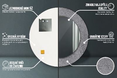 Ronde spiegel met bedrukte lijst Concrete textuur