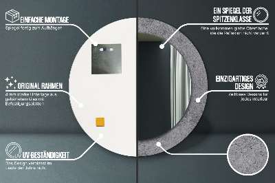 Ronde spiegel met bedrukte lijst Concrete textuur