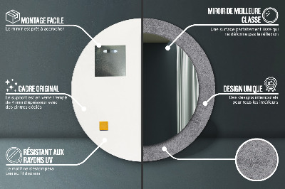 Ronde spiegel met bedrukte lijst Concrete textuur