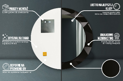 Bedrukte ronde spiegel Samenvatting zwart