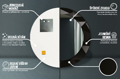 Bedrukte ronde spiegel Samenvatting zwart