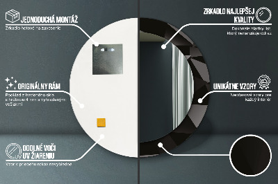 Bedrukte ronde spiegel Samenvatting zwart