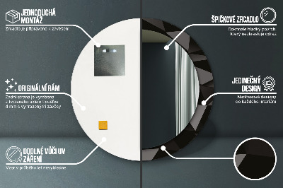 Bedrukte ronde spiegel Samenvatting zwart
