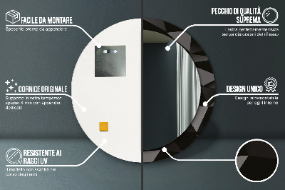 Bedrukte ronde spiegel Samenvatting zwart