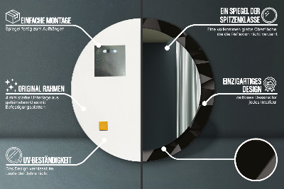 Bedrukte ronde spiegel Samenvatting zwart