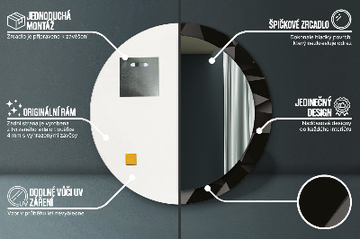 Bedrukte ronde spiegel Samenvatting zwart