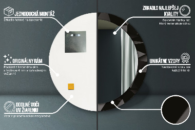 Bedrukte ronde spiegel Samenvatting zwart