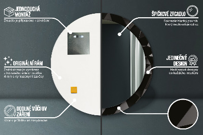 Bedrukte ronde spiegel Samenvatting zwart