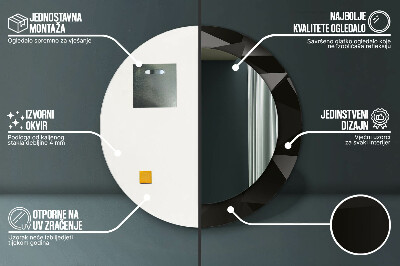 Bedrukte ronde spiegel Samenvatting zwart