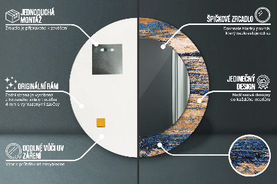 Bedrukte ronde spiegel Abstract hout