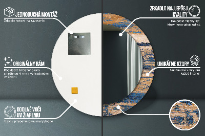 Bedrukte ronde spiegel Abstract hout