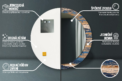 Bedrukte ronde spiegel Abstract hout