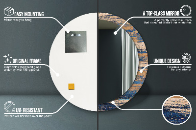 Bedrukte ronde spiegel Abstract hout