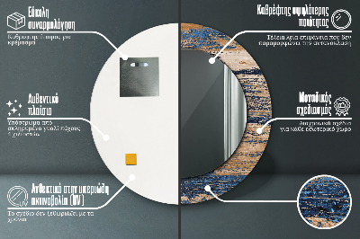 Bedrukte ronde spiegel Abstract hout