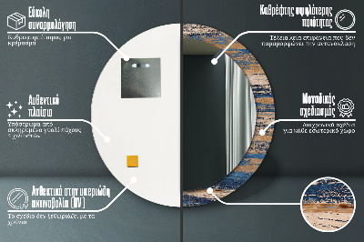 Bedrukte ronde spiegel Abstract hout