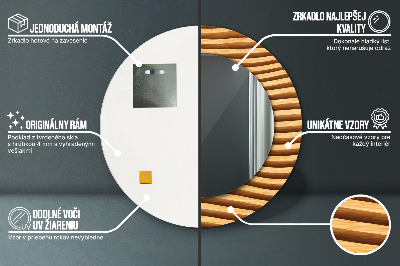 Bedrukte ronde spiegel Houten golf