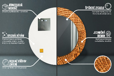 Bedrukte ronde spiegel Eikenhout