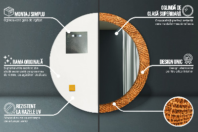 Bedrukte ronde spiegel Eikenhout