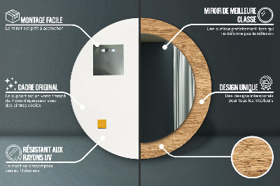 Ronde spiegel met bedrukte lijst Hout textuur