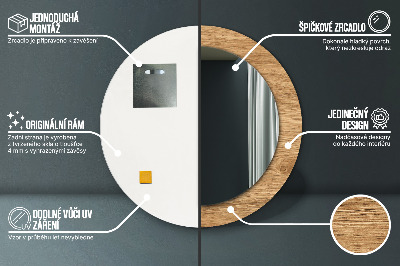 Ronde spiegel met bedrukte lijst Hout textuur