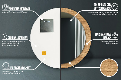 Ronde spiegel met bedrukte lijst Hout textuur