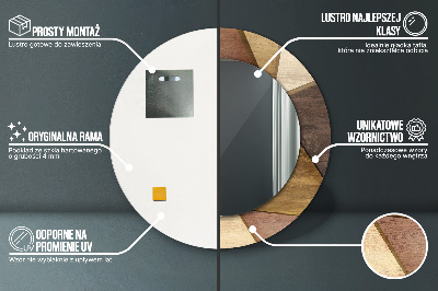 Ronde spiegel met bedrukte lijst Geometrisch 3d -hout