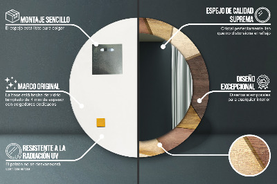 Ronde spiegel met bedrukte lijst Geometrisch 3d -hout