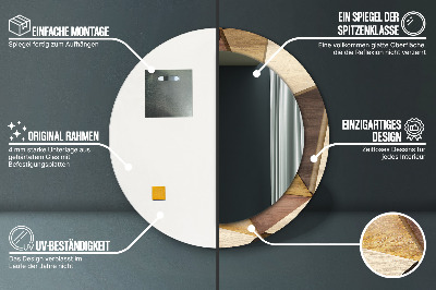 Ronde spiegel met bedrukte lijst Geometrisch 3d -hout