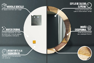 Ronde spiegel met bedrukte lijst Geometrisch 3d -hout