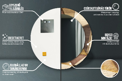 Ronde spiegel met bedrukte lijst Geometrisch 3d -hout