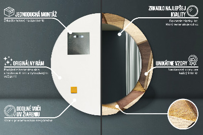 Ronde spiegel met bedrukte lijst Geometrisch 3d -hout