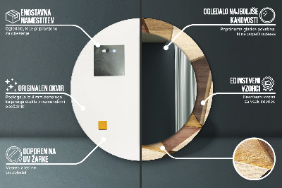 Ronde spiegel met bedrukte lijst Geometrisch 3d -hout