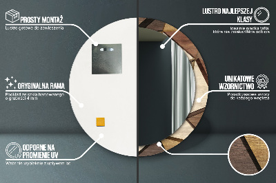 Ronde spiegel met bedrukte lijst Geometrisch 3d -hout