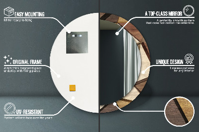 Ronde spiegel met bedrukte lijst Geometrisch 3d -hout