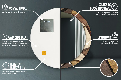 Ronde spiegel met bedrukte lijst Geometrisch 3d -hout