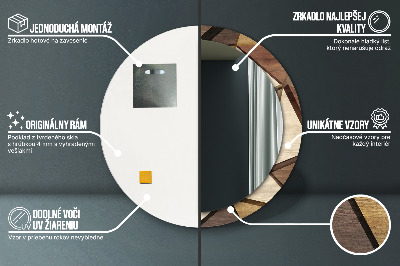 Ronde spiegel met bedrukte lijst Geometrisch 3d -hout